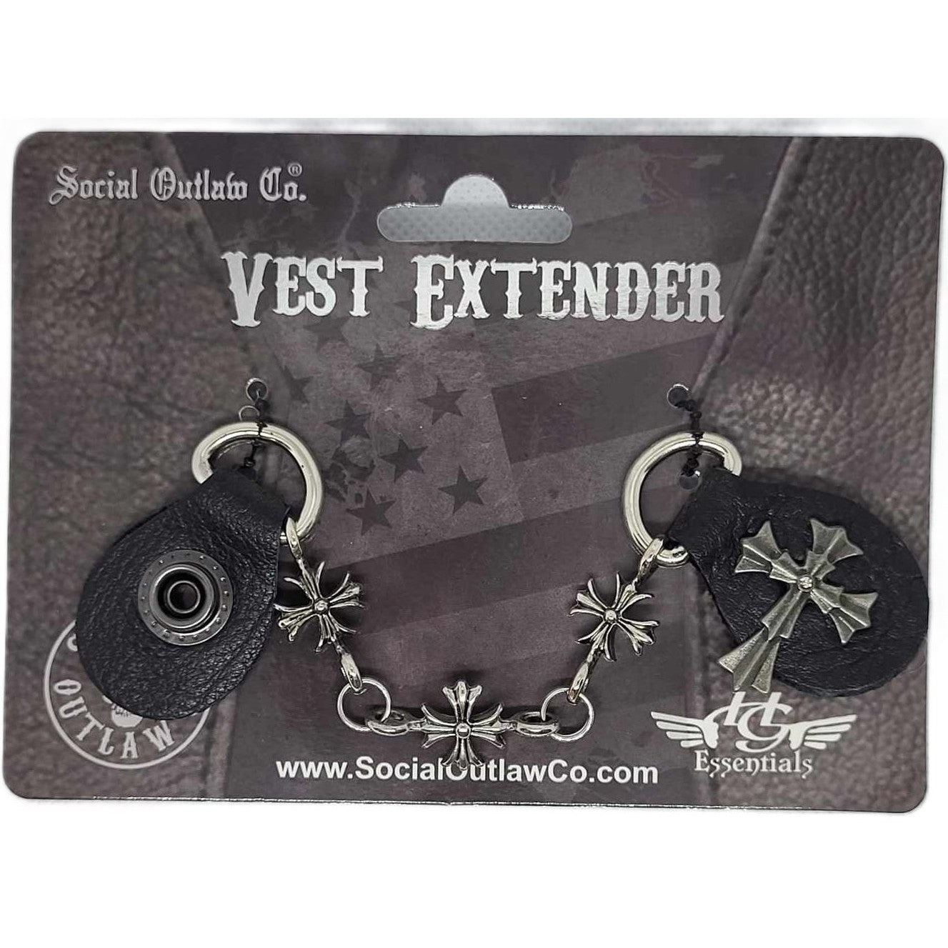 Hair Glove Womens Motorcycle Biker Vest Extender - Classic Celtic Cross w/Gems 6.5"-on card