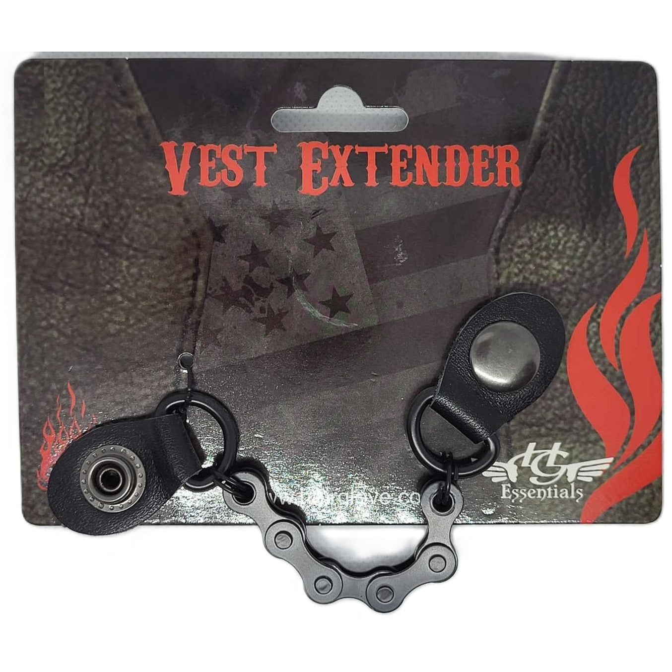 Hair Glove Women's Motorcycle Biker Vest Extender - Plain Matte Black Bike Chain 7.5"-on card