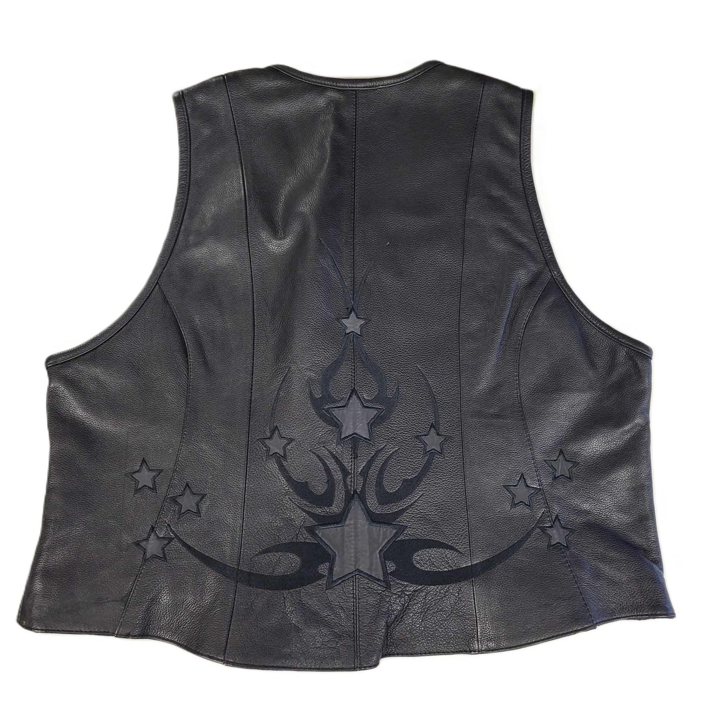 FMC Ladies Star Leather Motorcycle Vest-back