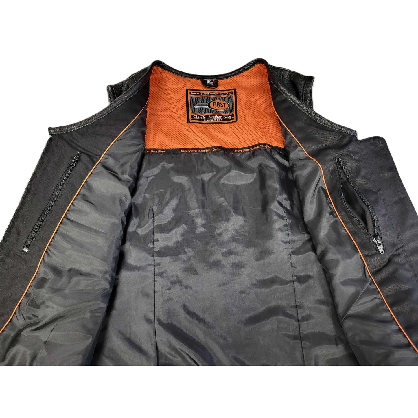 FMC Ladies Star Leather Motorcycle Vest-inside