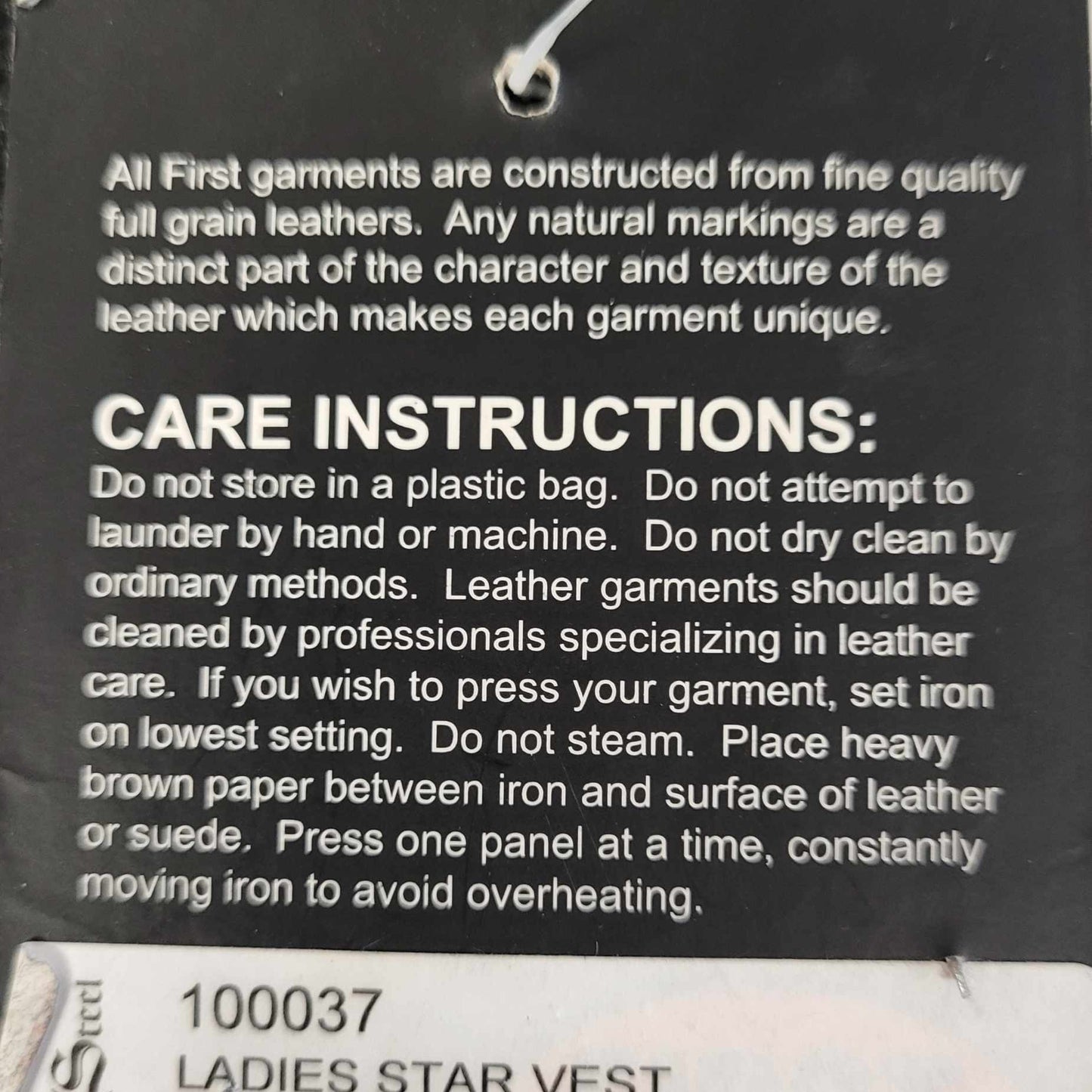 FMC Ladies Star Leather Motorcycle Vest-care instructions