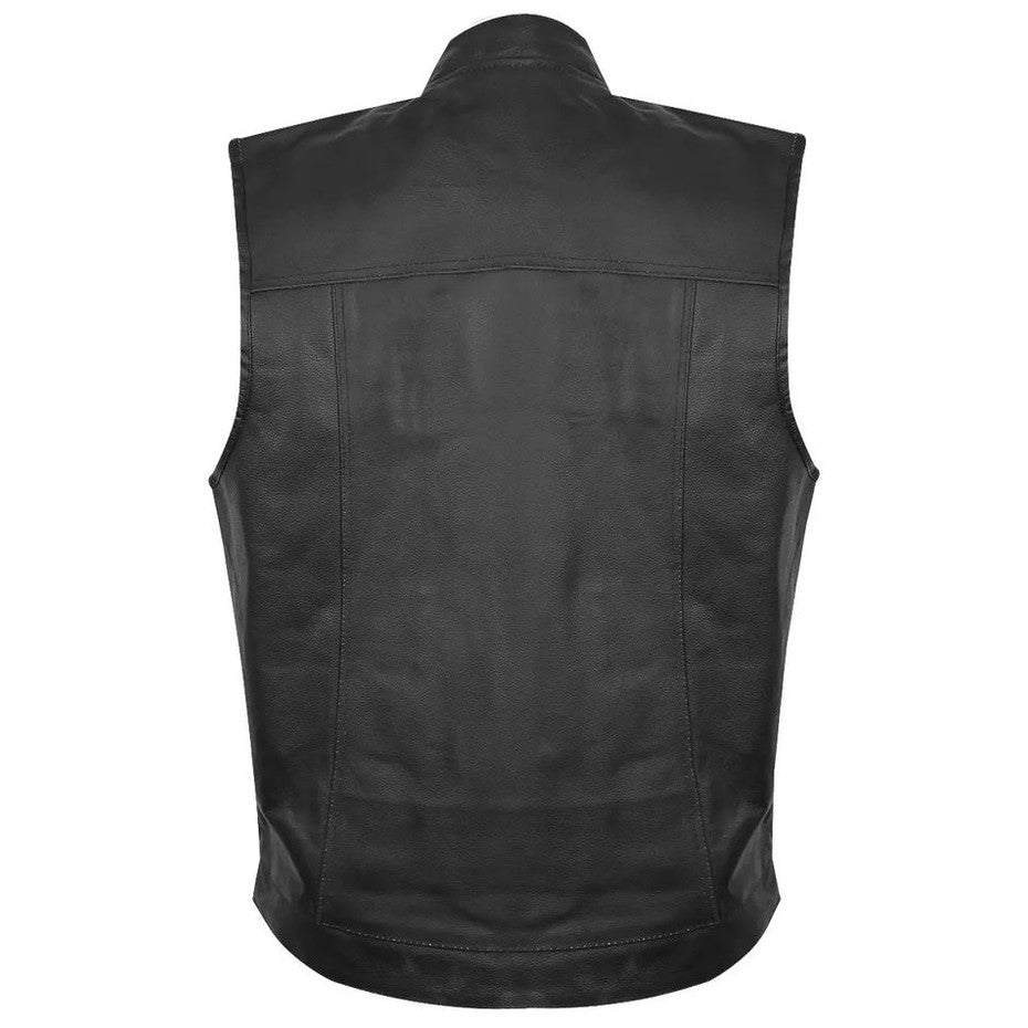 USA Leather Men's Combat Style Motorcycle Vest 2XL
