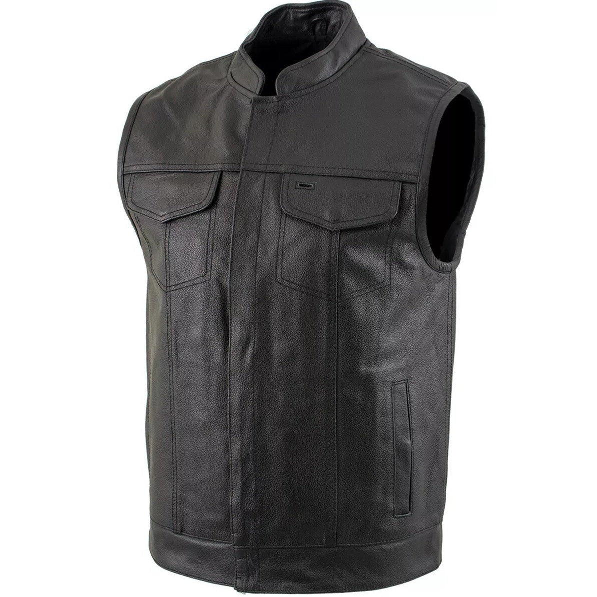 USA Leather Men's Combat Style Motorcycle Vest 2XL