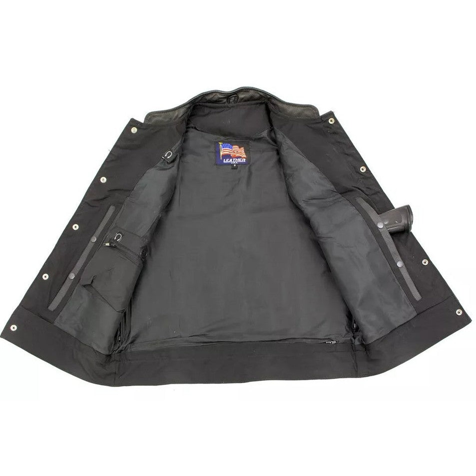 USA Leather Men's Combat Style Motorcycle Vest 2XL