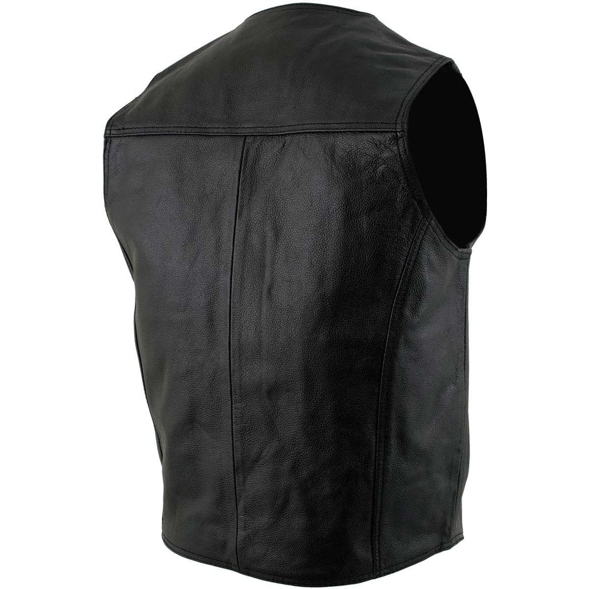 USA Leather Men's Classy V-Neck Motorcycle Vest 3XL