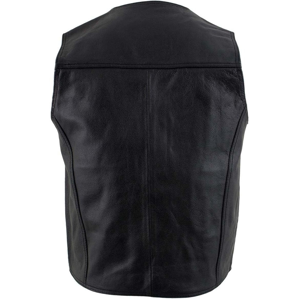 USA Leather Men's Classy V-Neck Motorcycle Vest 3XL