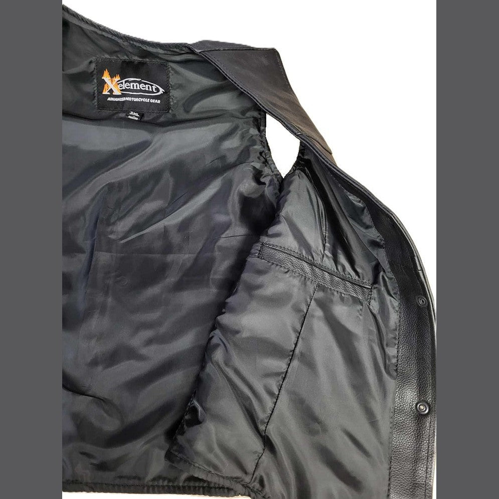Xelement Ladies Leather V-Neck 3-Button Braided Motorcycle Vest