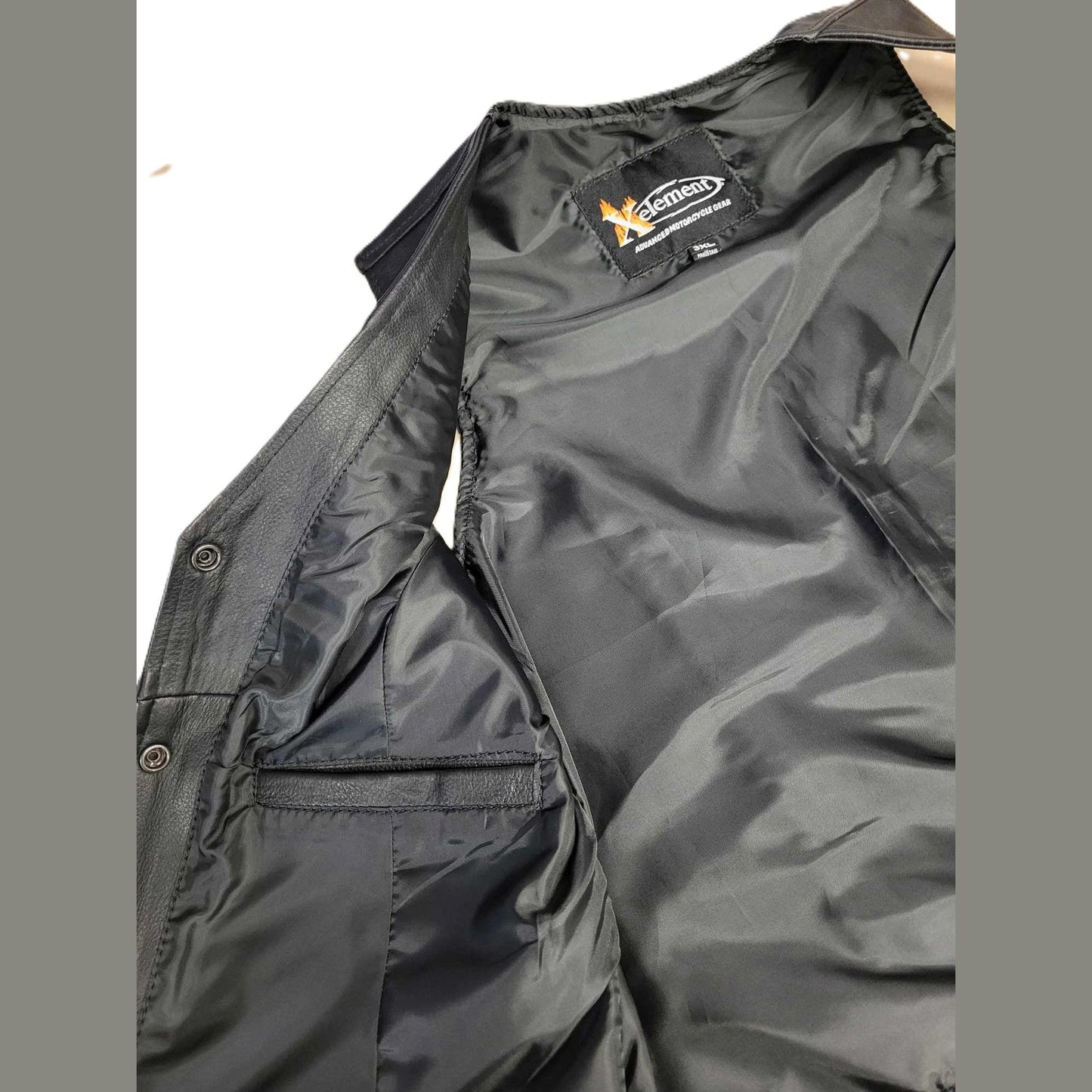 Xelement Ladies Leather V-Neck 3-Button Braided Motorcycle Vest
