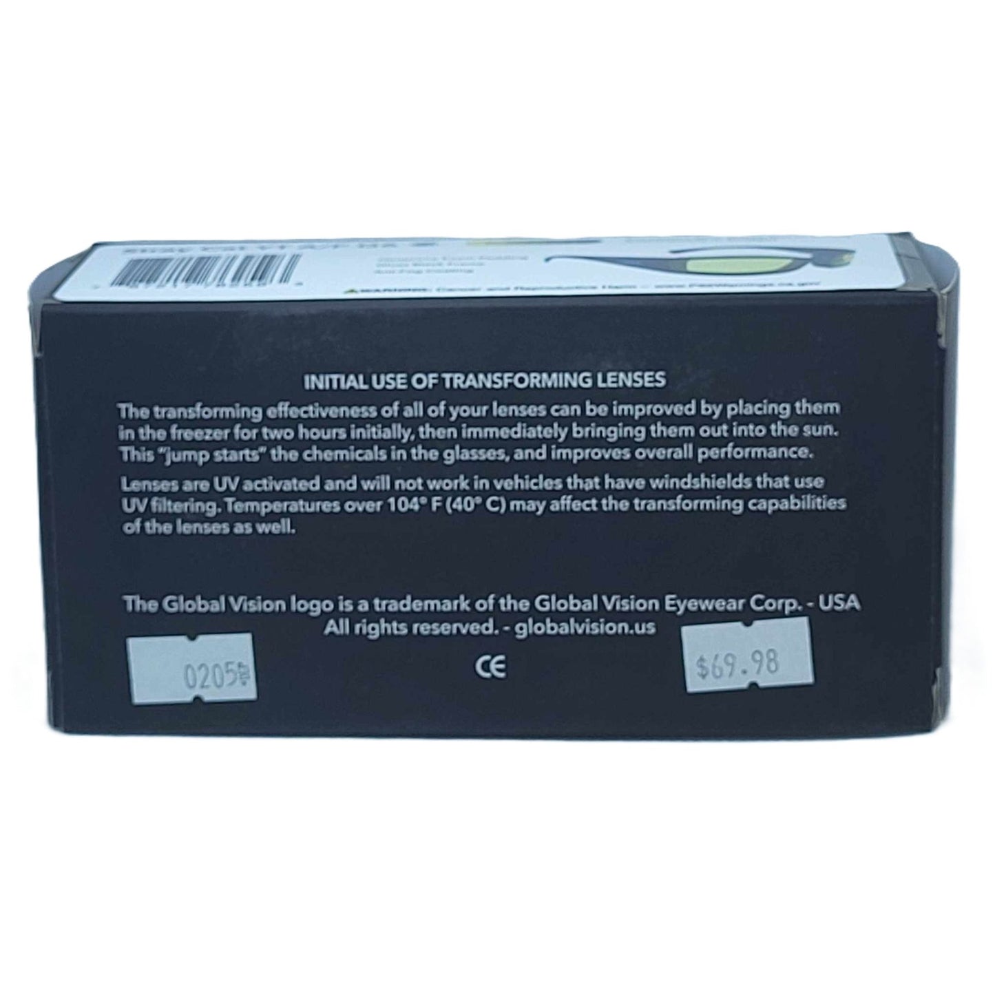 Global Vision Photochromatic Lenses-information on box