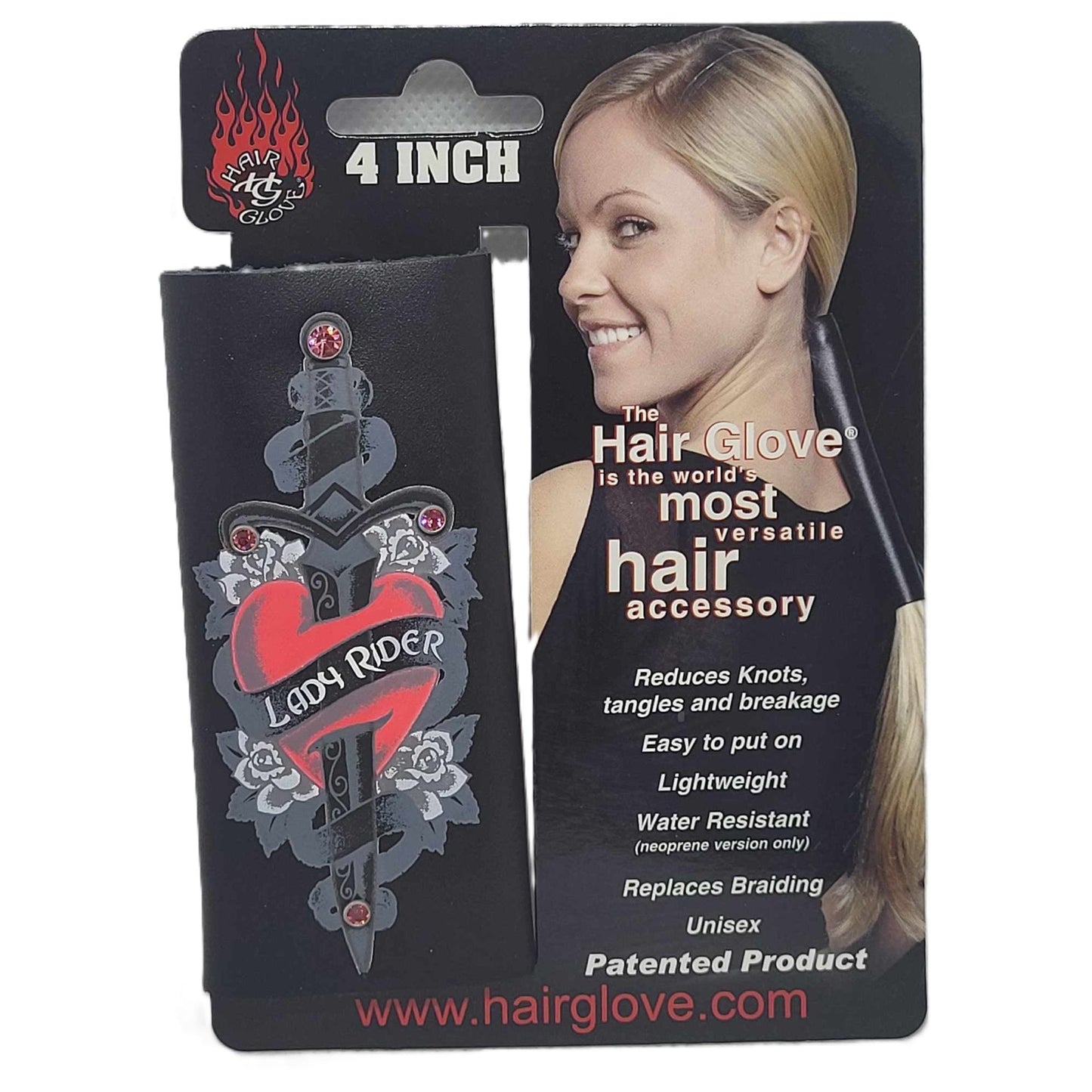 Hair Glove-4" Leather Hair Glove Wrap -Lady Rider on card