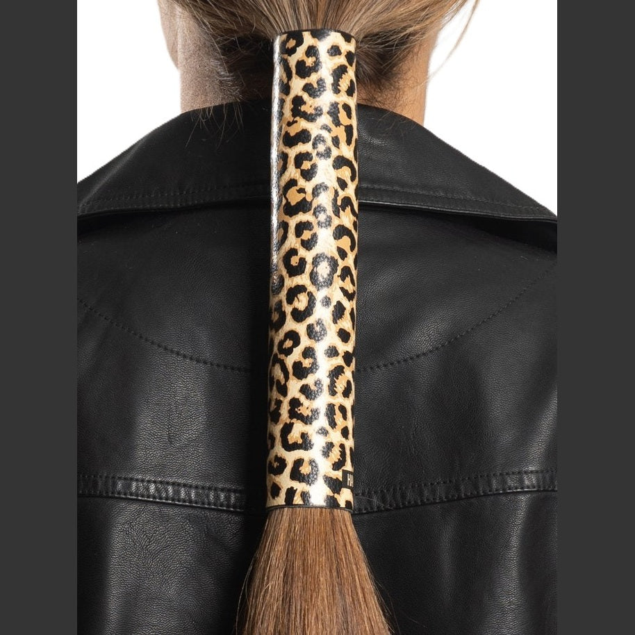 Hair Glove-8" Leather Hair Glove Wrap -Leopard Print