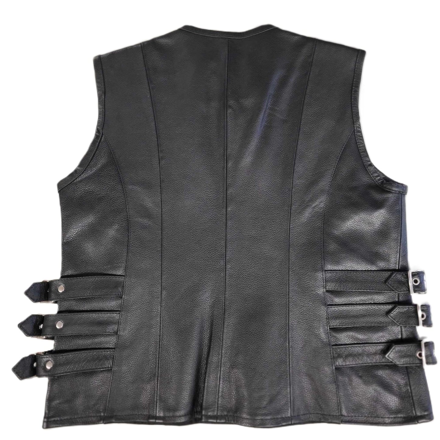 Canadian Motorcycle Company Ladies 3-Buckle Sides Leather Motorcycle Vest Small