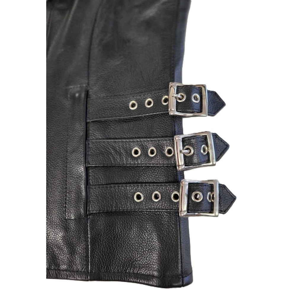 Canadian Motorcycle Company Ladies 3-Buckle Sides Leather Motorcycle Vest Small