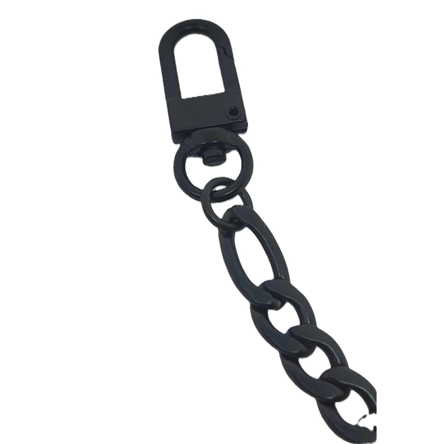Hair Glove Stainless Steel 28" Herringbone Matte Black Biker Wallet Chain-close up of clasp