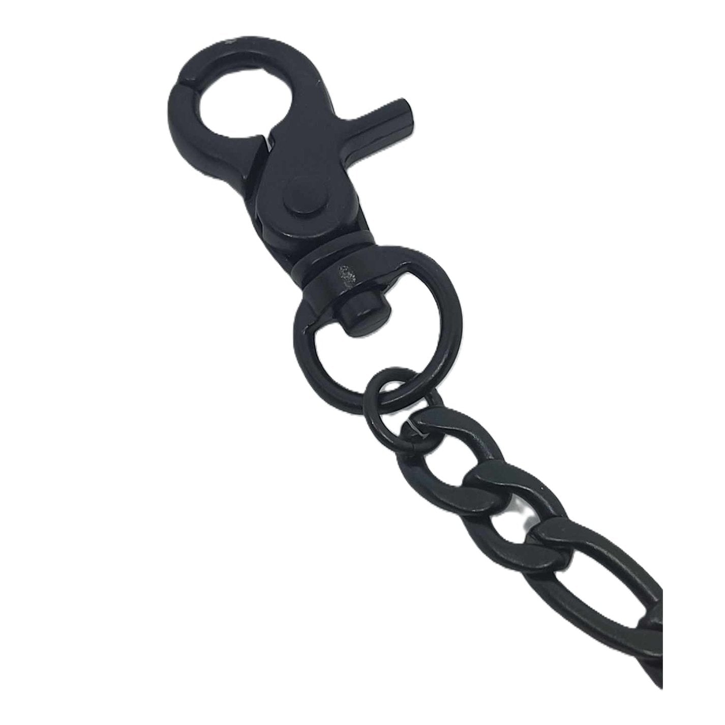 Hair Glove Stainless Steel 28" Herringbone Matte Black Biker Wallet Chain-closeup of clasp 2