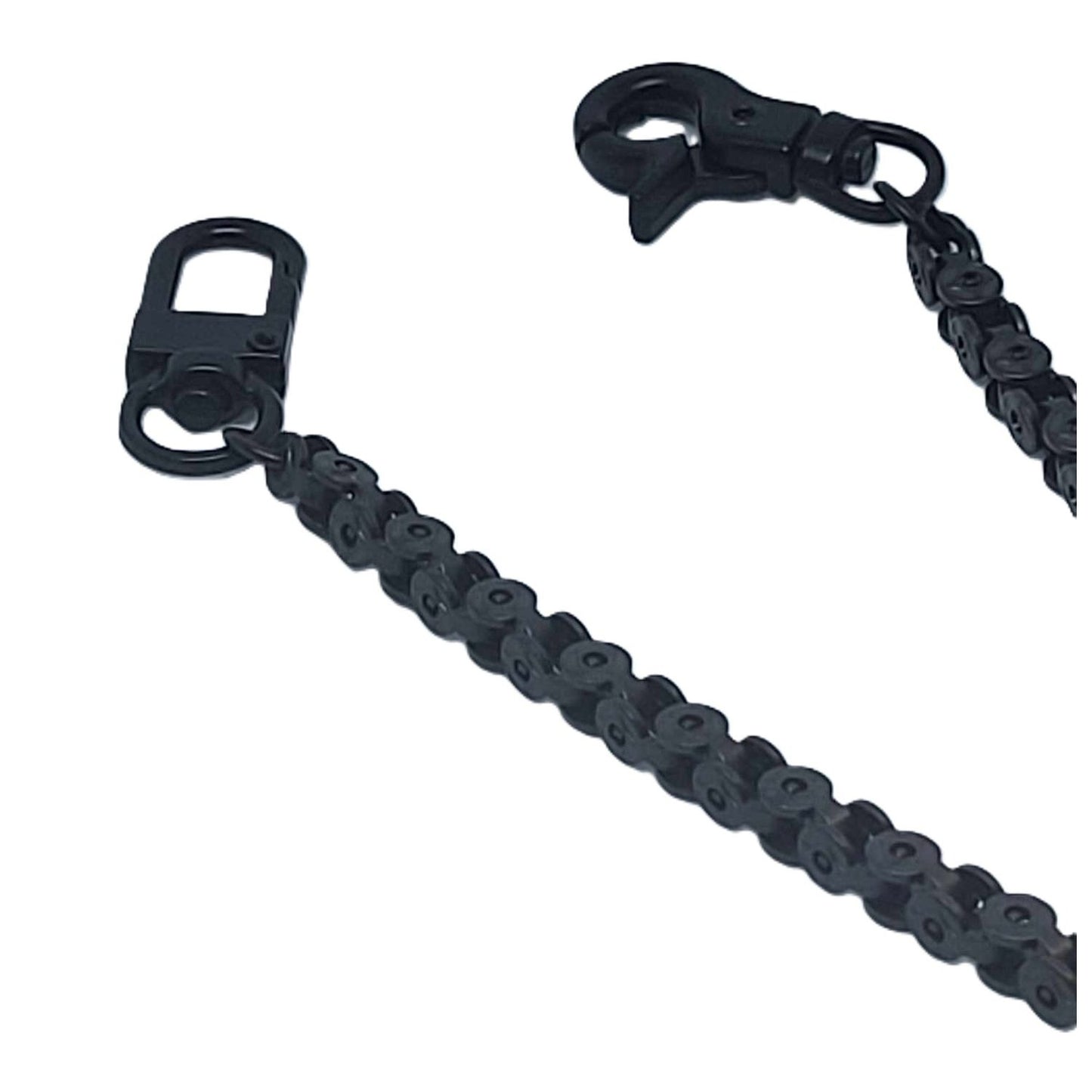 Hair Glove Stainless Steel 28" Black Matte Box Bike Biker Goth Wallet Chain-closeup of clasps