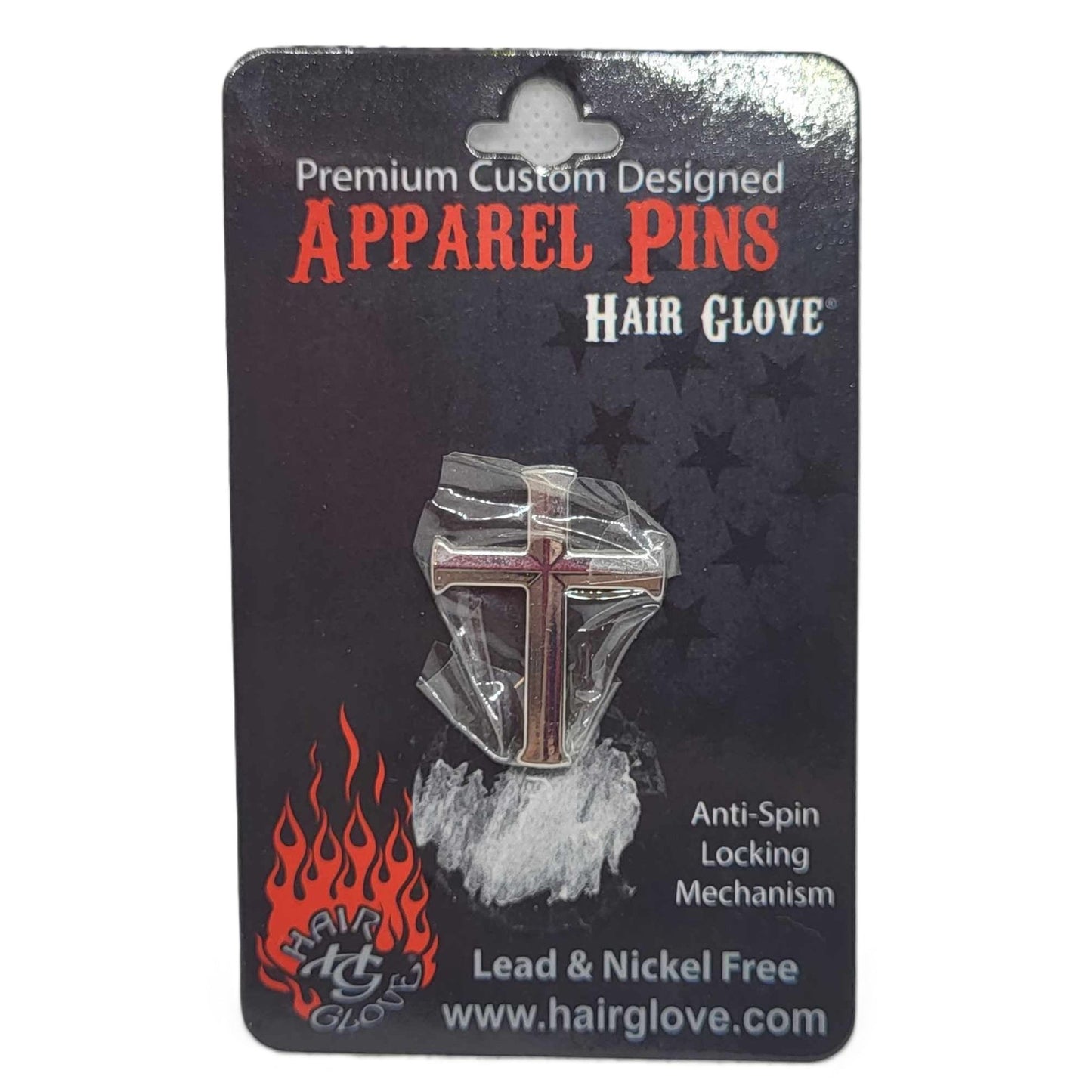 Hair Glove Chrome Cross Lapel Pin