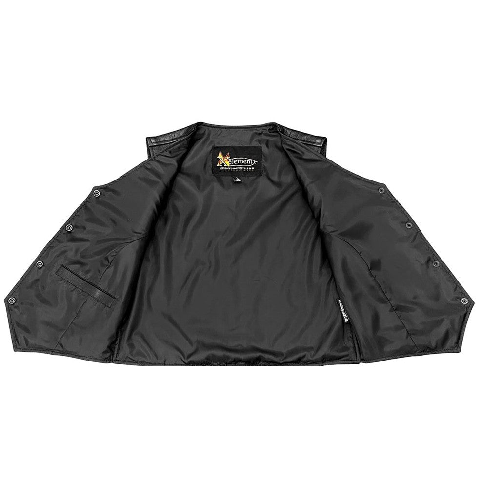 Ladies USA Leather V-Neck 4-Snap Classy Motorcycle Vest