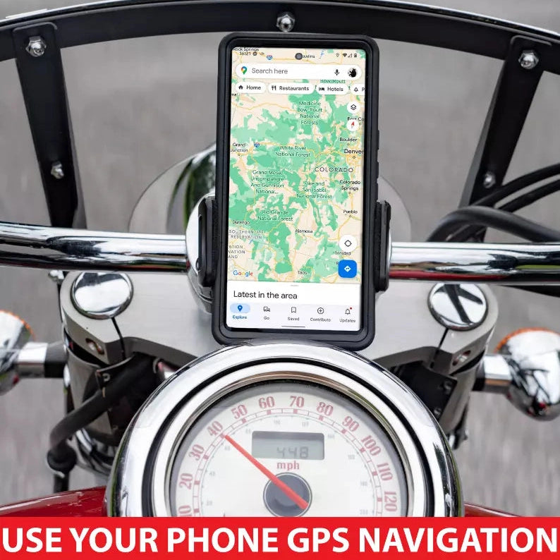 Motorcycle Phone Mount on motorcycle