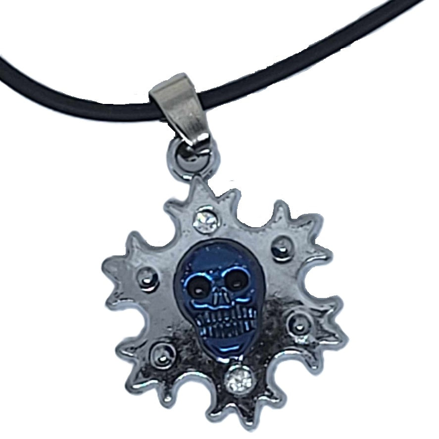 Live Free Ride Free Rope Blue Skull Necklace