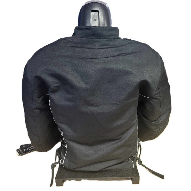 Ladies Black Textile Armored Cordura Motorcycle Jacket back view