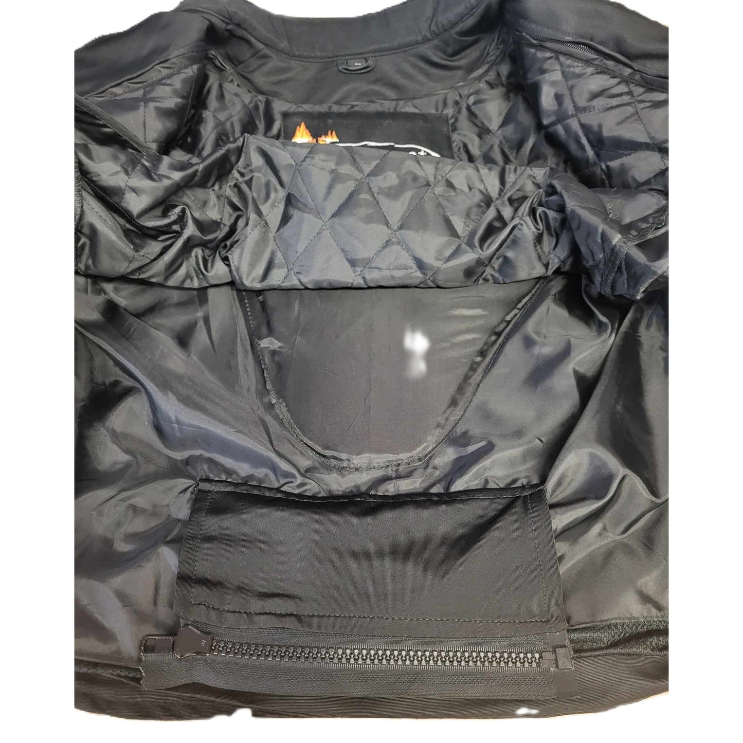 Ladies Black Textile Armored Cordura Motorcycle Jacket inside view