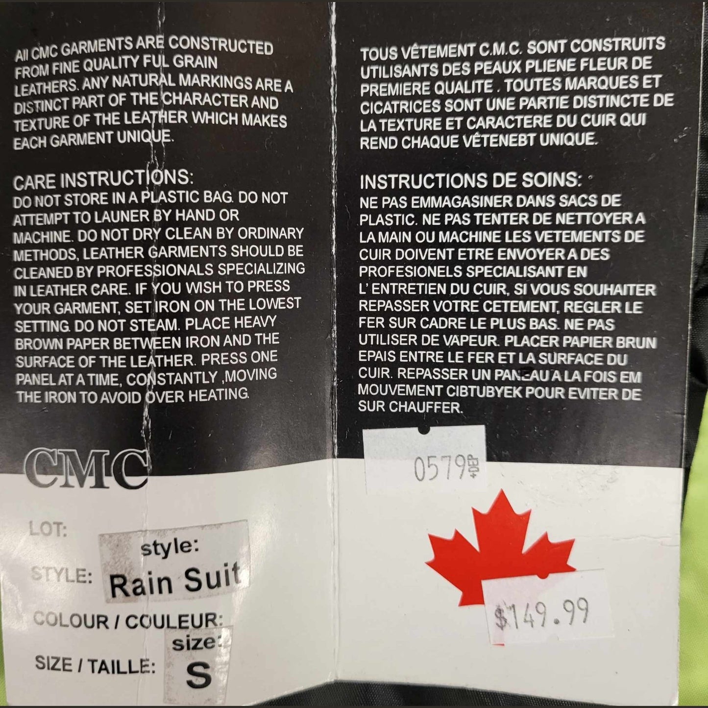Canadian Motorcycle Company Men's Hi-Vis Motorcycle Rain Gear Small
