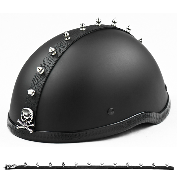 Spike Strip Mohawk-Skull & Crossbones on beanie helmet