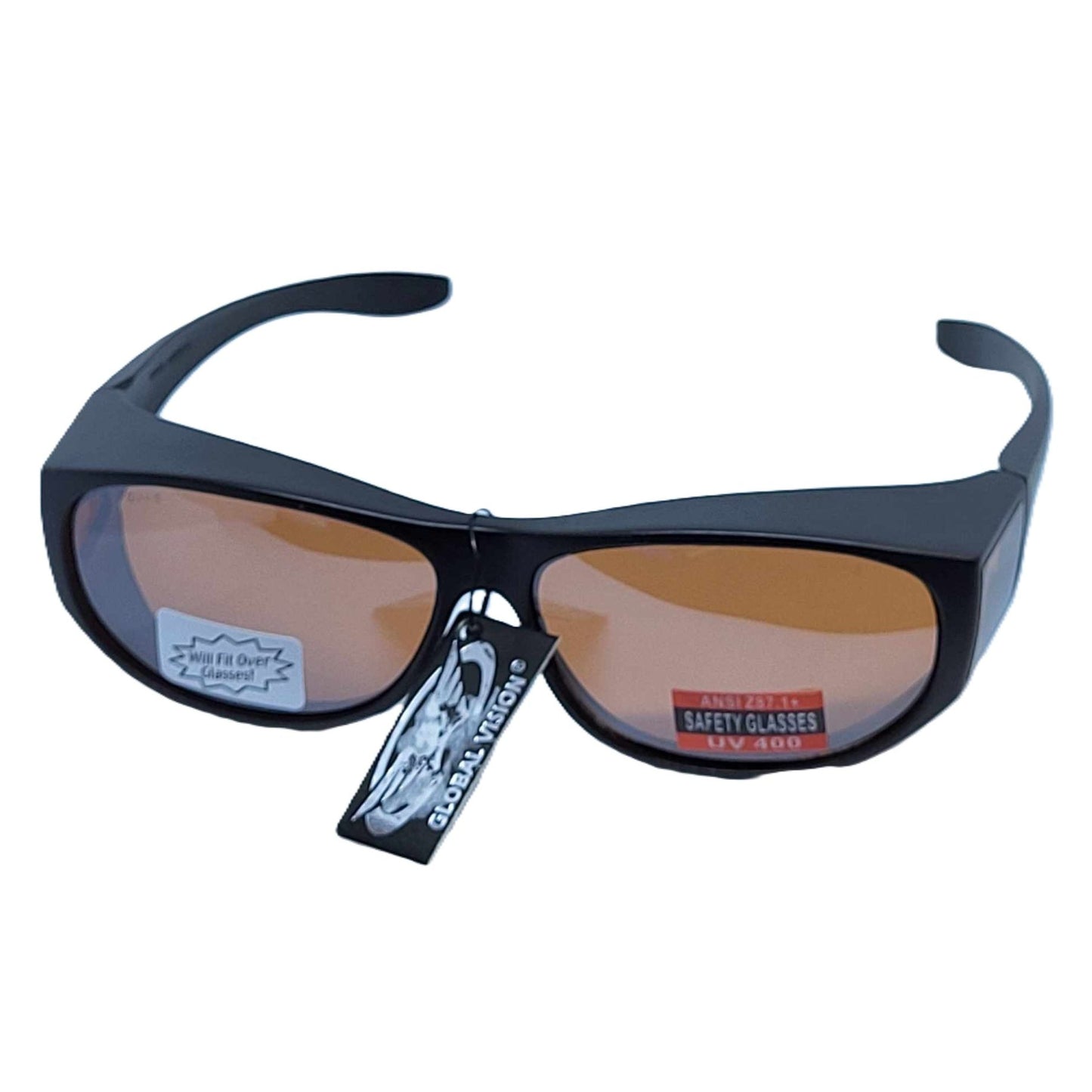 Global Vision Escort Safety Lens Over the Glasses Motorcycle Glasses-Brown-front