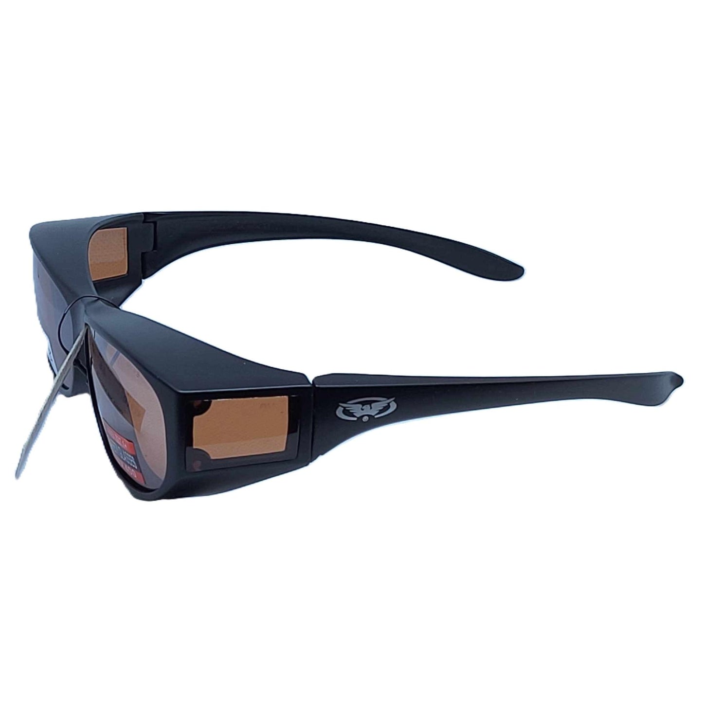 Global Vision Escort Safety Lens Over the Glasses Motorcycle Glasses-Brown-side left