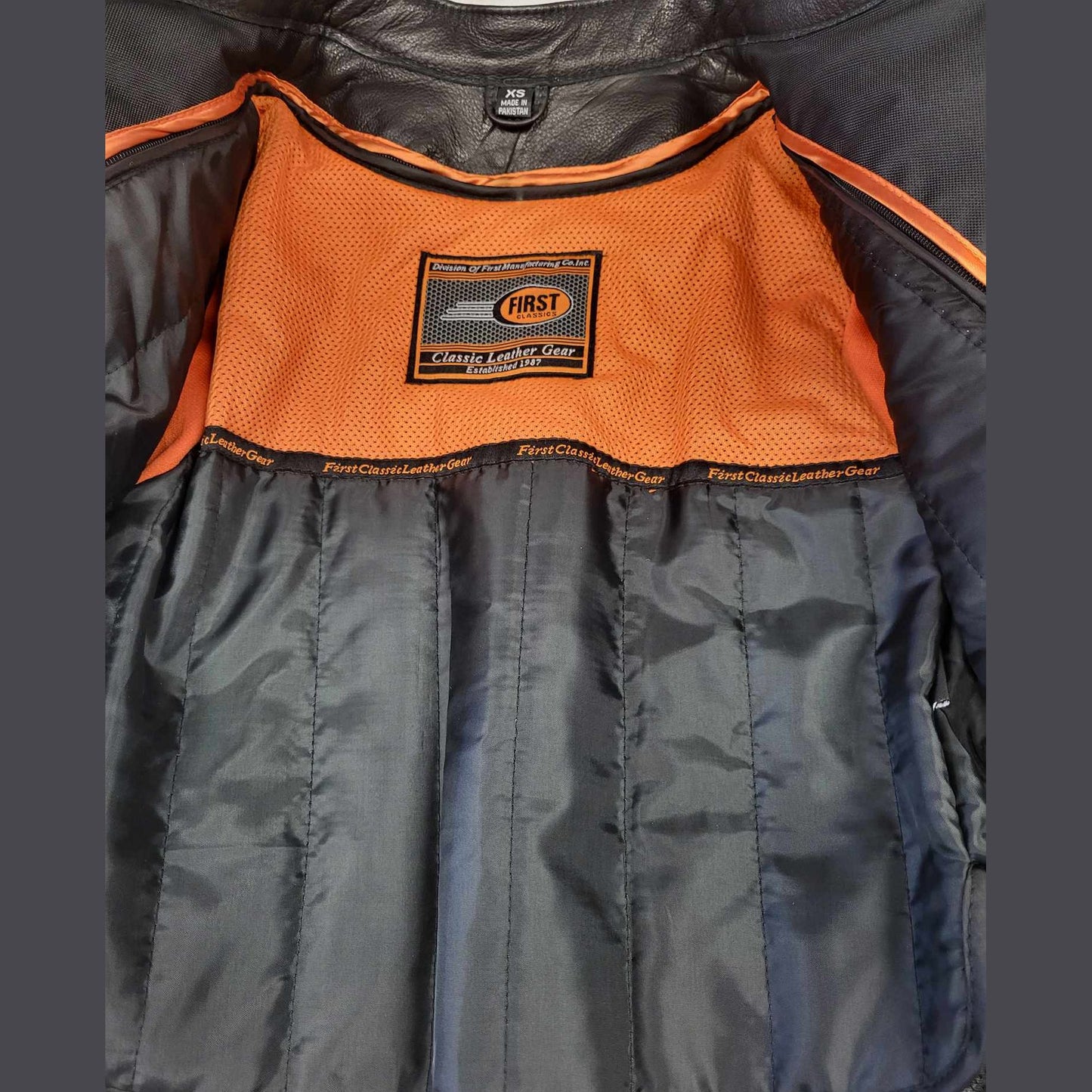FMC Ladies Vented Leather Motorcycle Jacket-inside