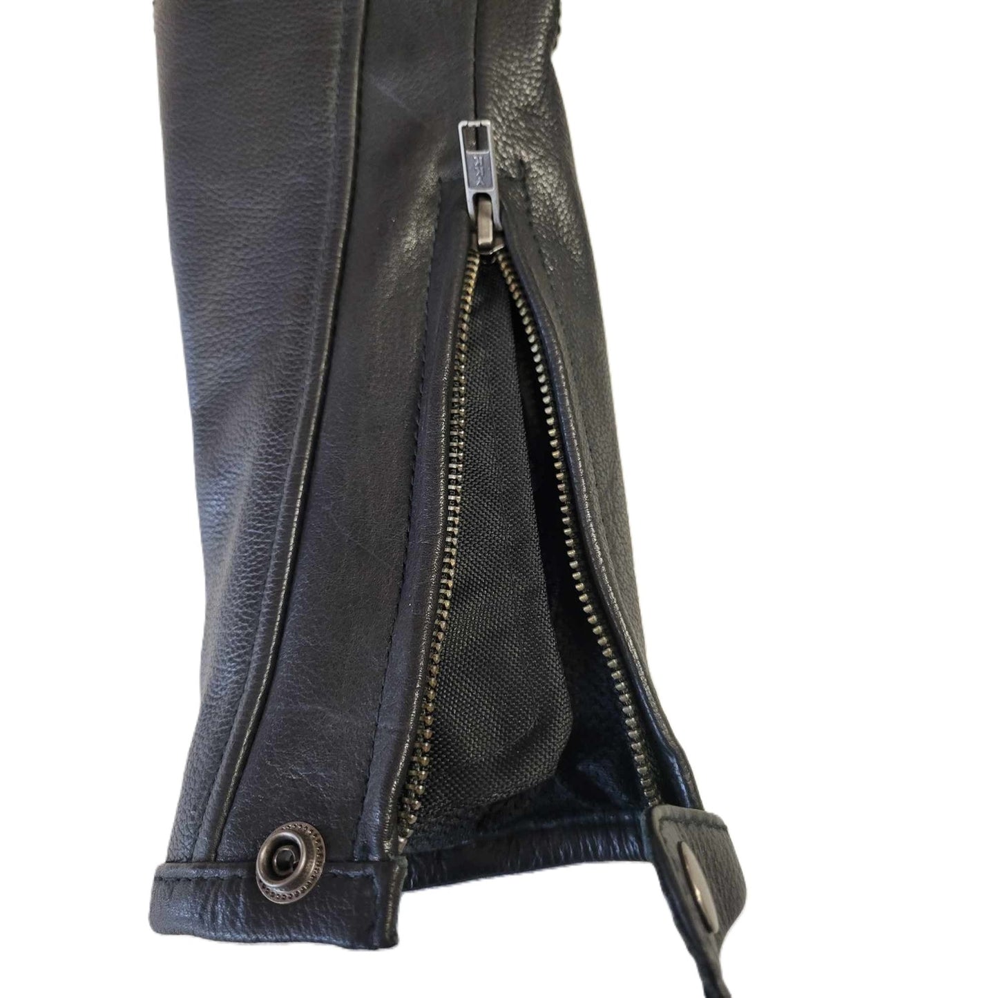 FMC Ladies Vented Leather Motorcycle Jacket-zippered sleeve
