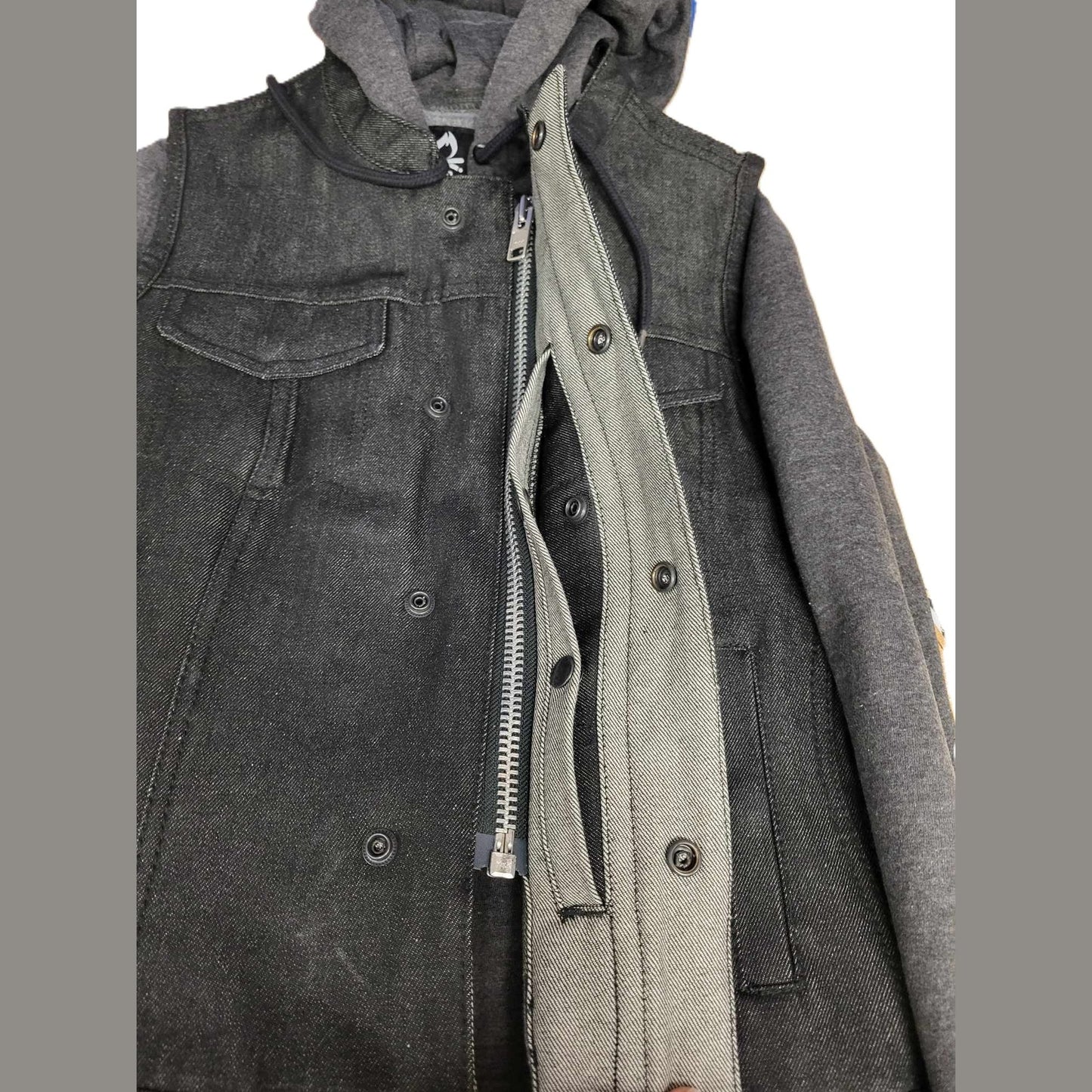 Essex Denim Women's Motorcycle Club Vest With Hoodie-04