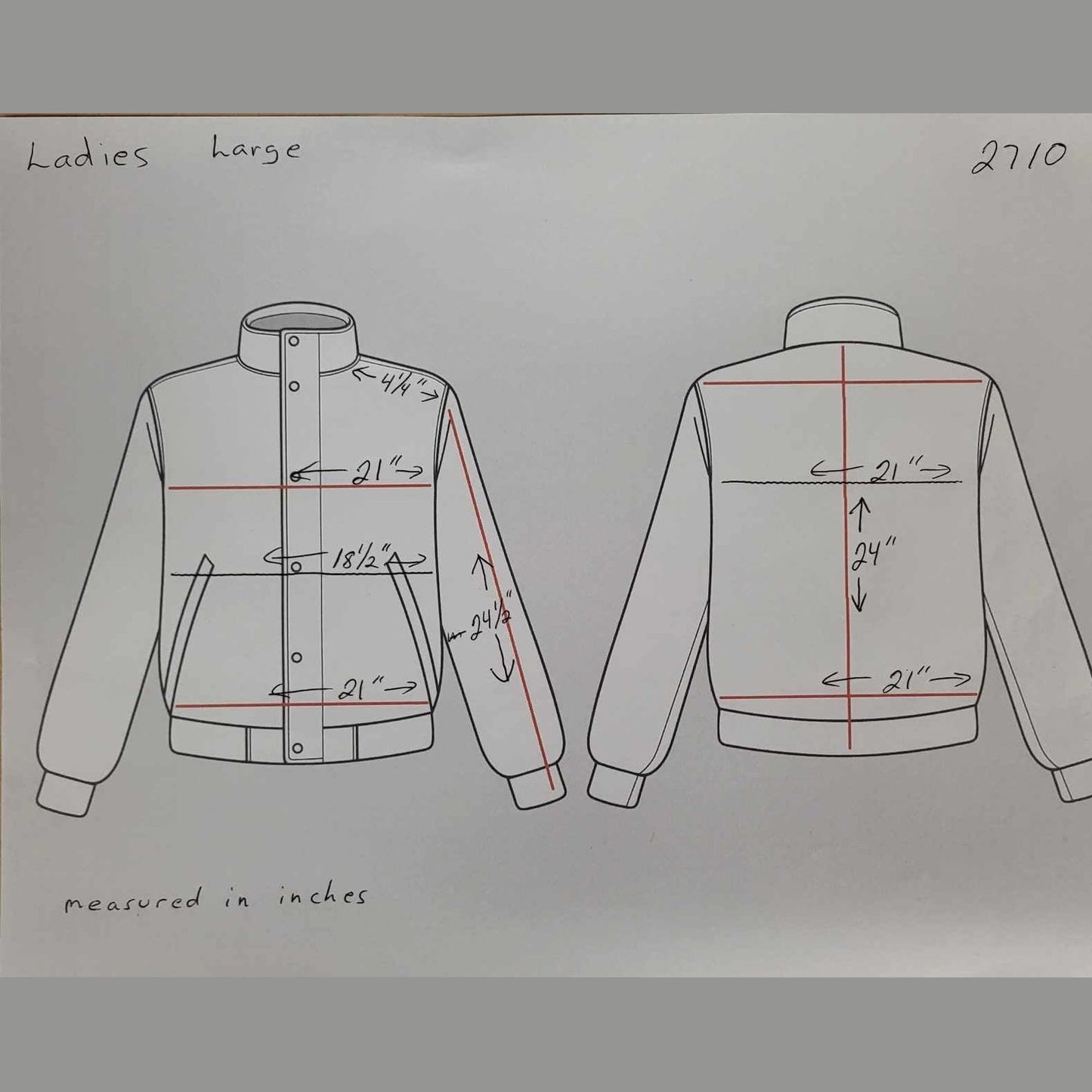 Essex Denim size chart-L