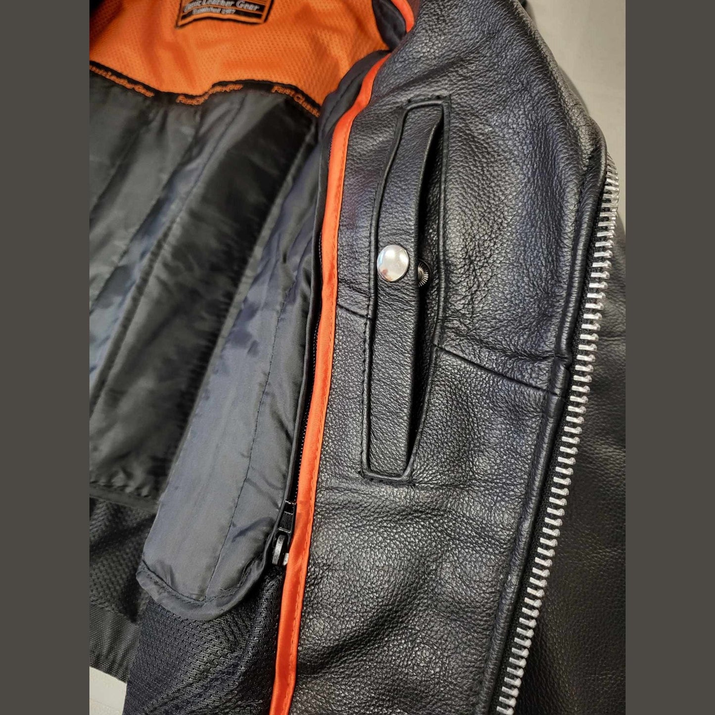 FMC ladies Rock Star Classic Leather Jacket-inside left pocket