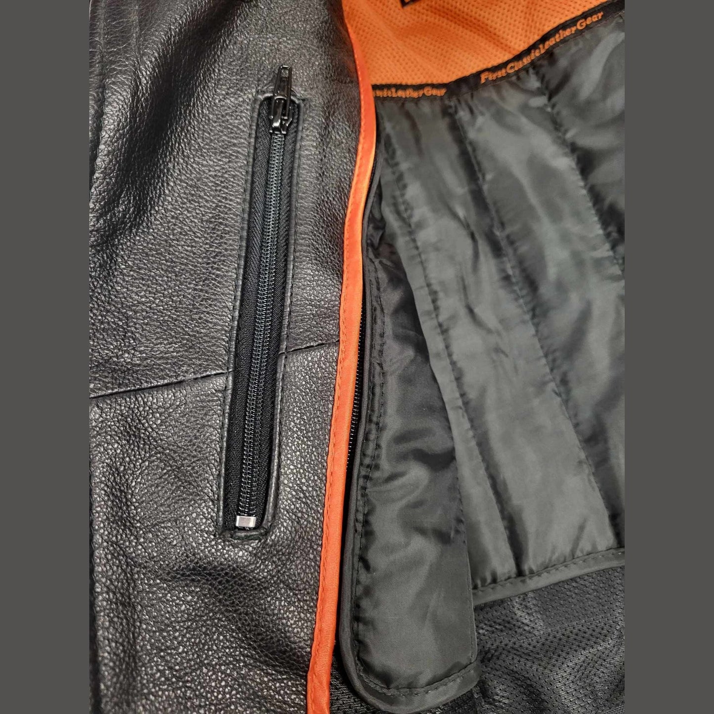 FMC ladies Rock Star Classic Leather Jacket-inside right pocket