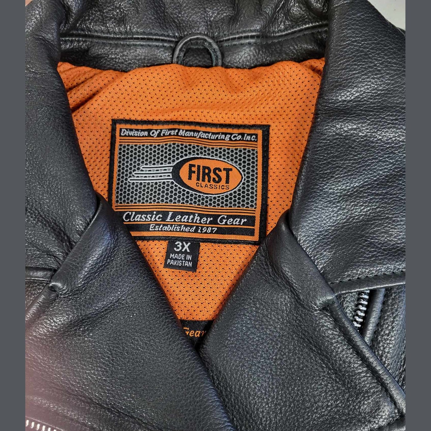 FMC Ladies Sexy Goddess Leather Vest-closeup inside tag 3XL