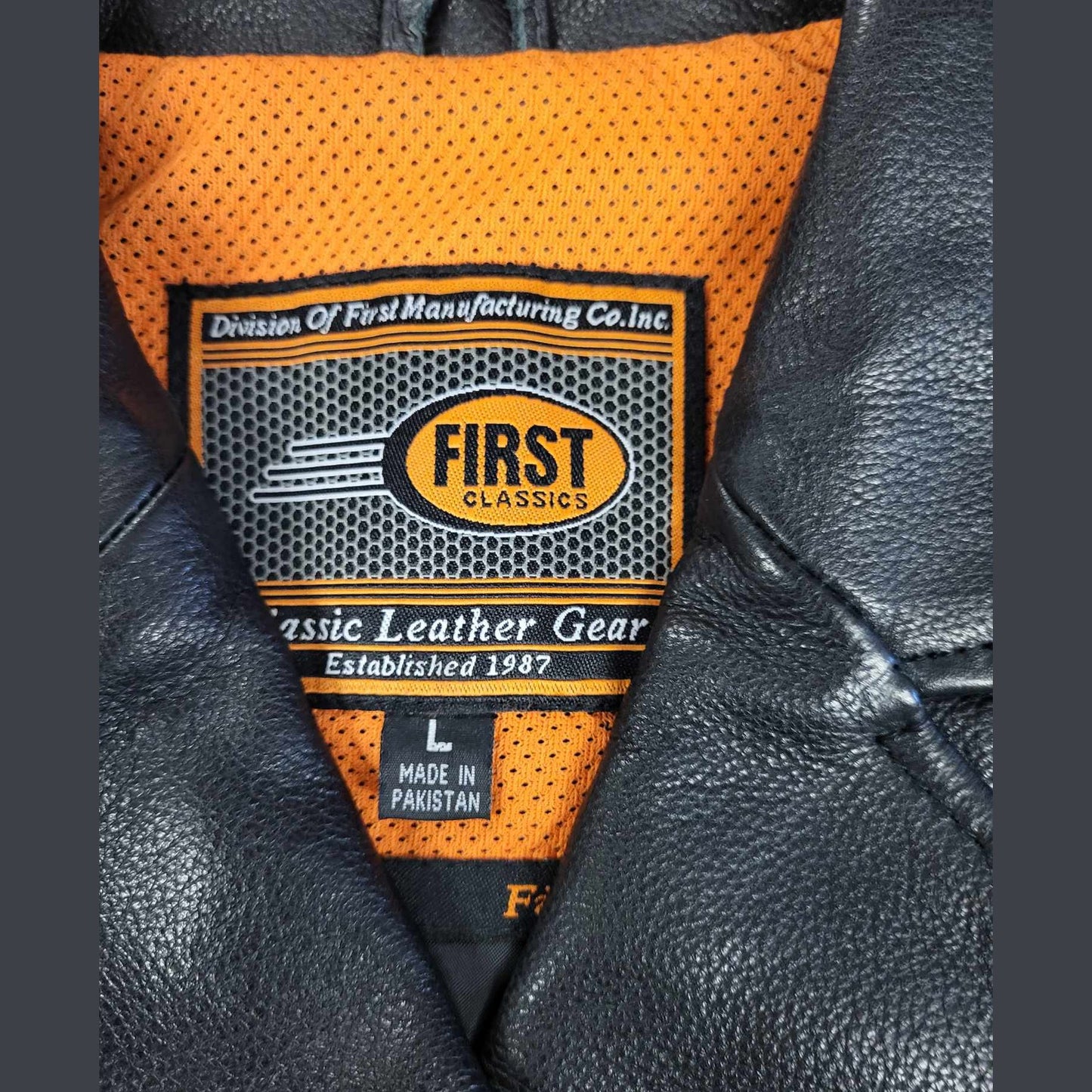 FMC Ladies Sexy Goddess Leather Vest-closeup inside tag L