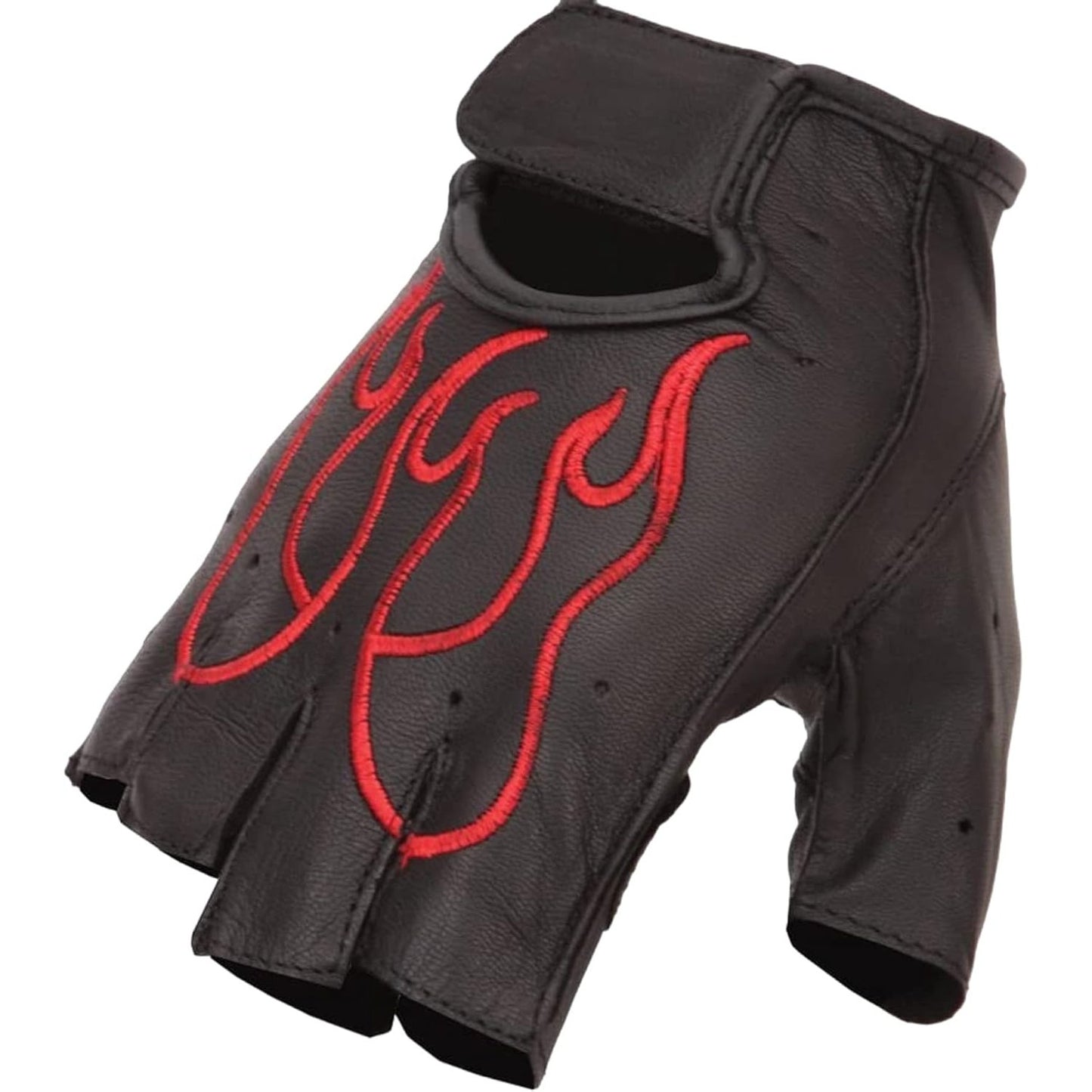 Fingerless Gloves-Red Flames Unisex-pic1