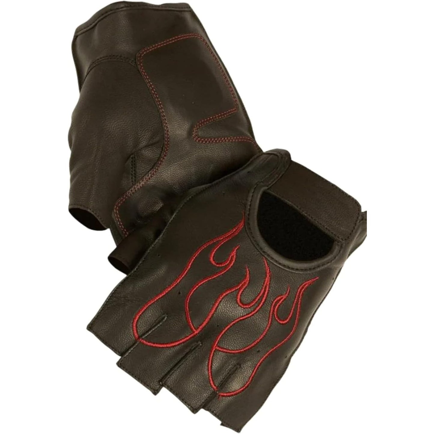Fingerless Gloves-Red Flames Unisex-pic2