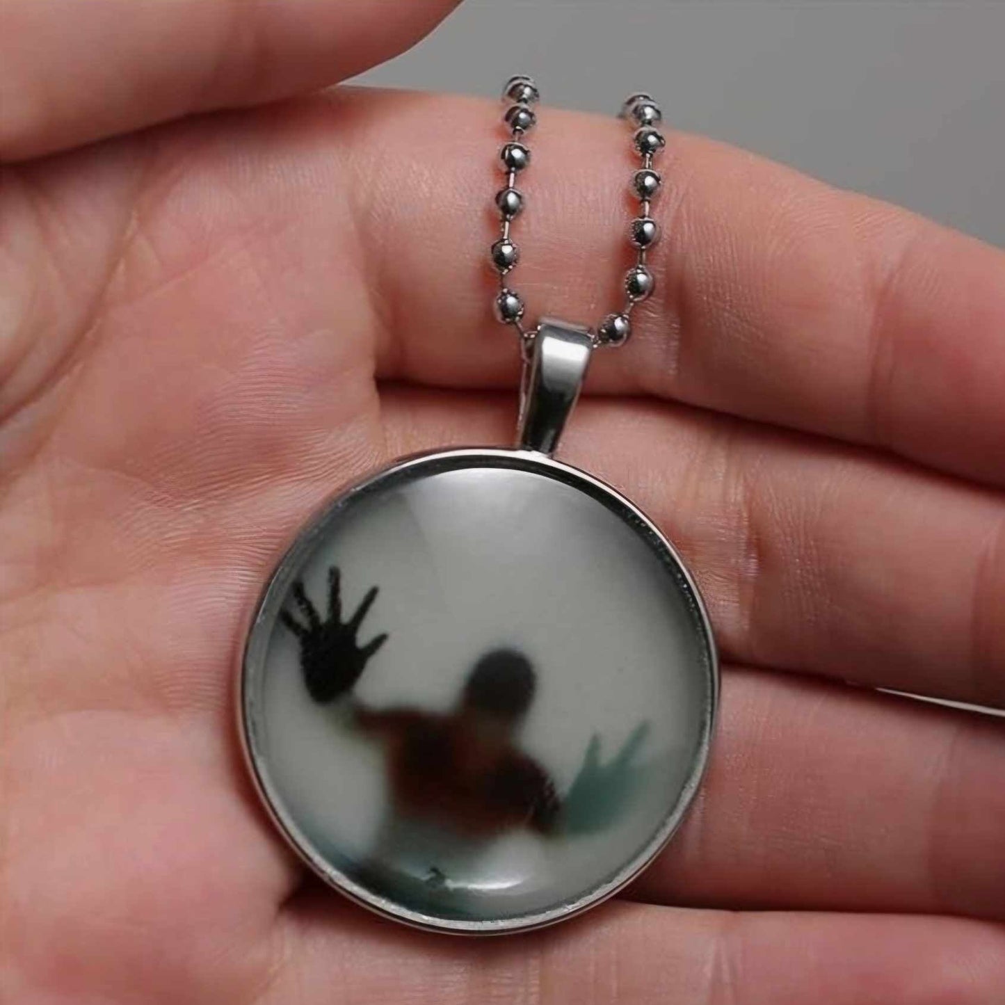 Hyde Creek Finery Glow-in-the-dark Floating Phantom Glass Cabochon Necklace-for size
