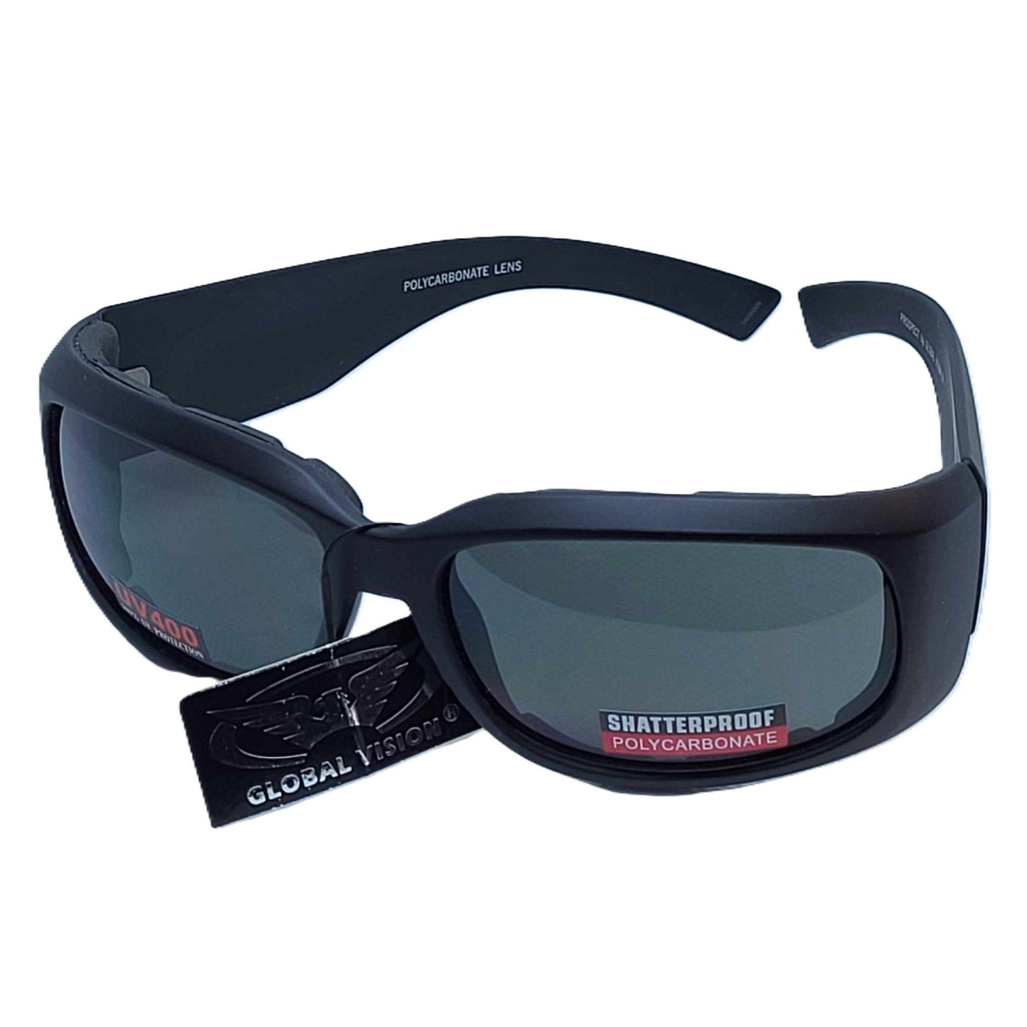 Global Vision Prospect Smoke Lense Foam Padded Motorcycle Glasses-front