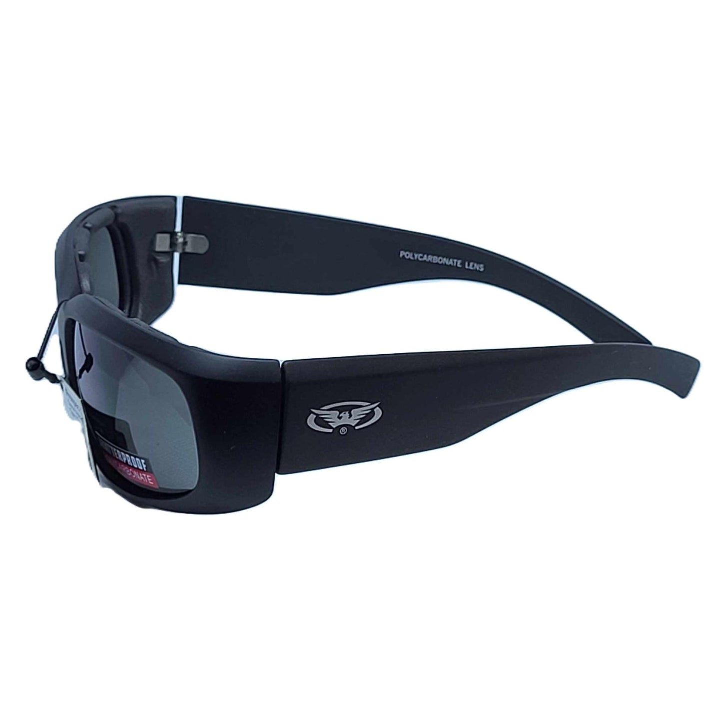 Global Vision Prospect Smoke Lense Foam Padded Motorcycle Glasses-side left
