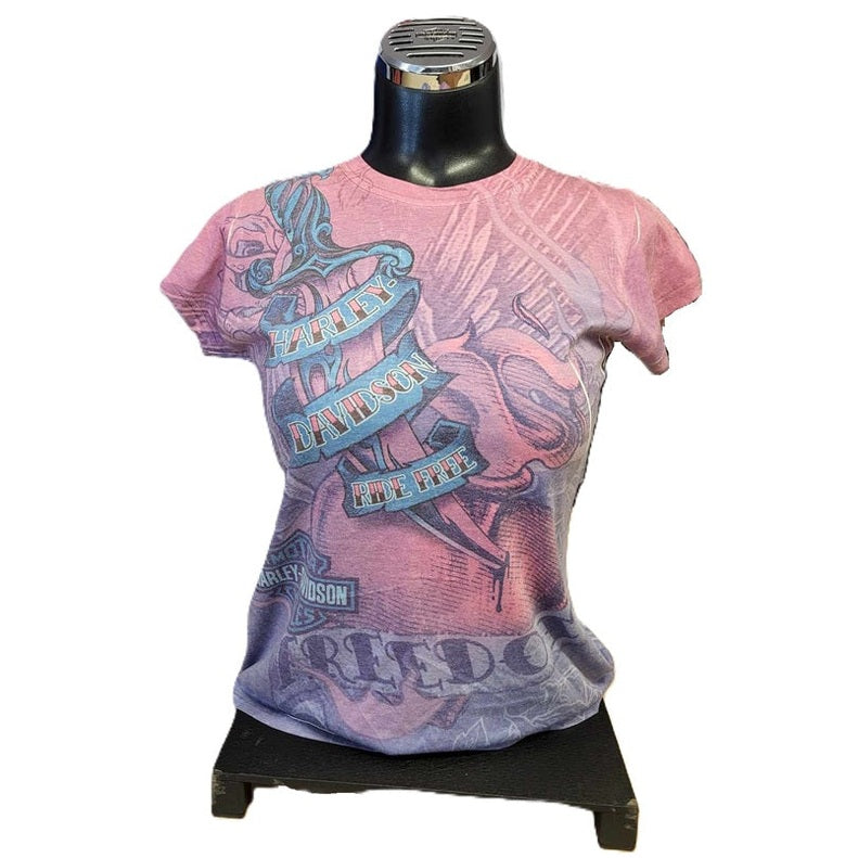 Harley Davidson Ladies Biker Tshirt-Multicolor Small