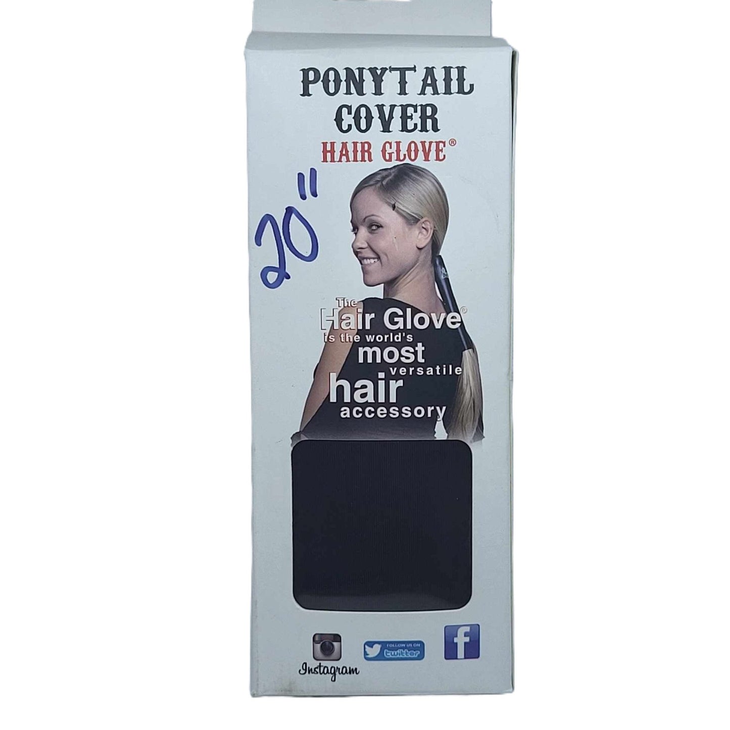 Hair Glove-20" Black Neoprene w/Grey Stitching Extra Wide Hair Wrap package