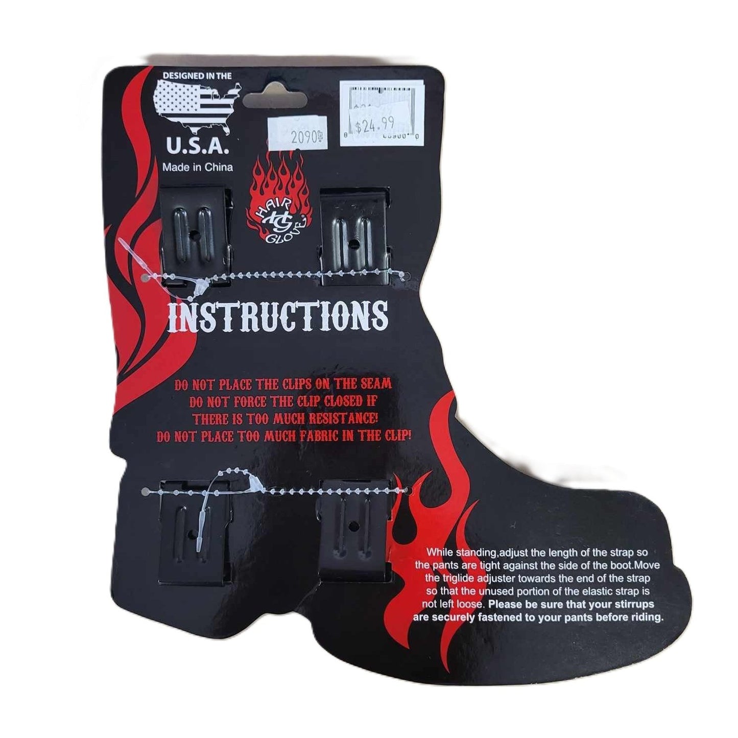 Hair Glove Biker Pant Leg Stirrups-Cancer Awareness instructions