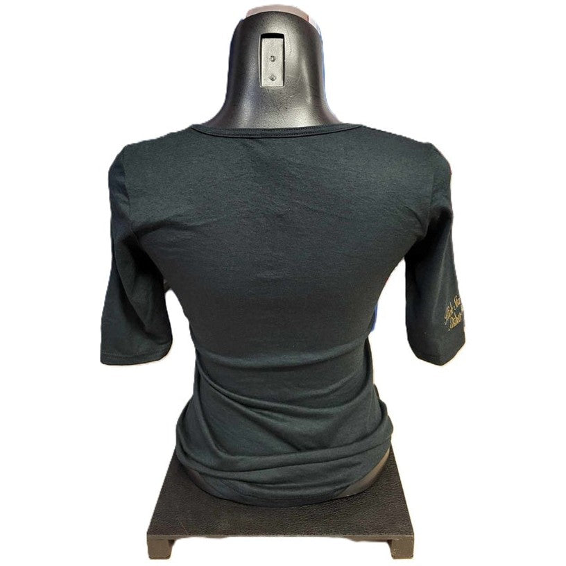 Back view of ladies scoop neck top