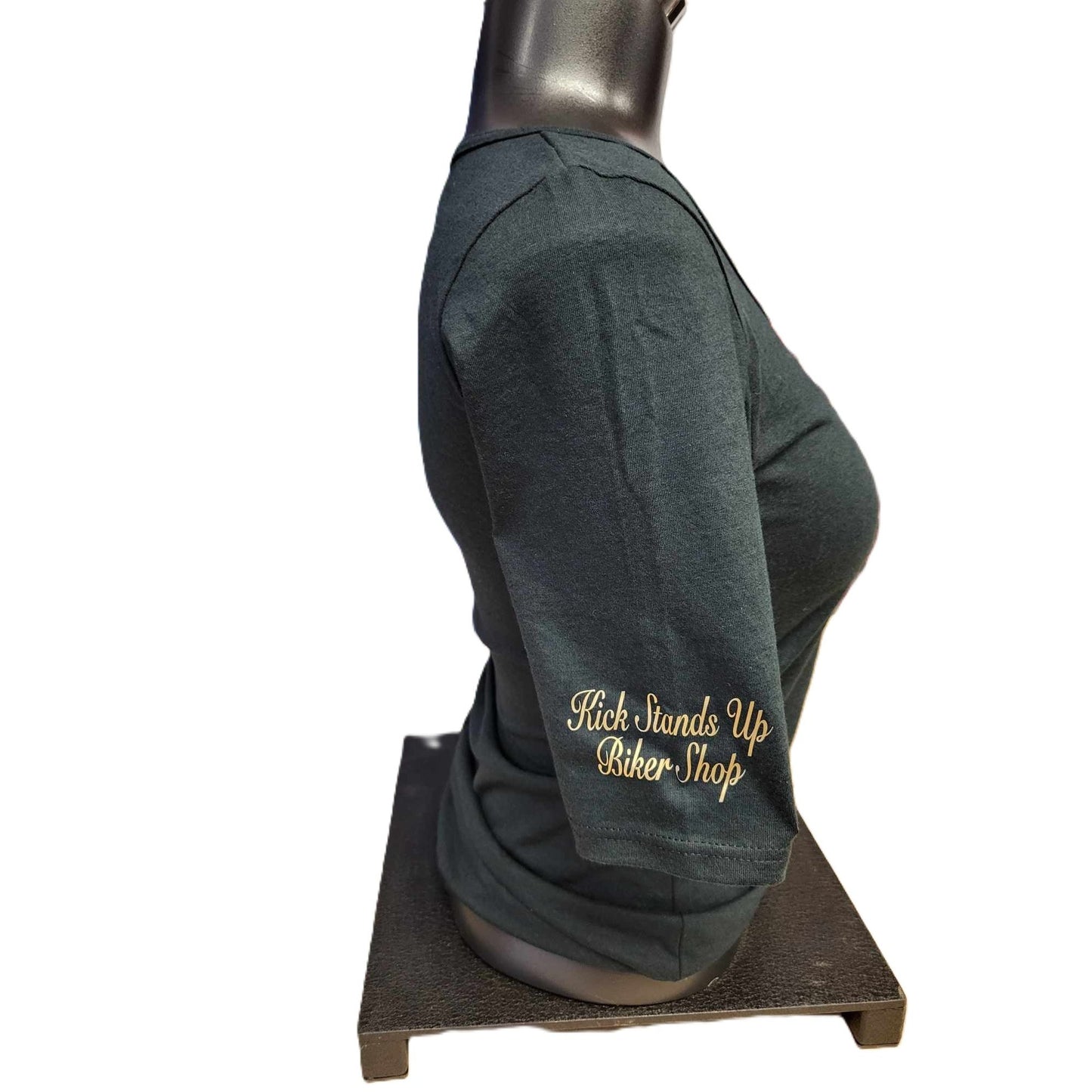 Side view of ladies scoop neck top