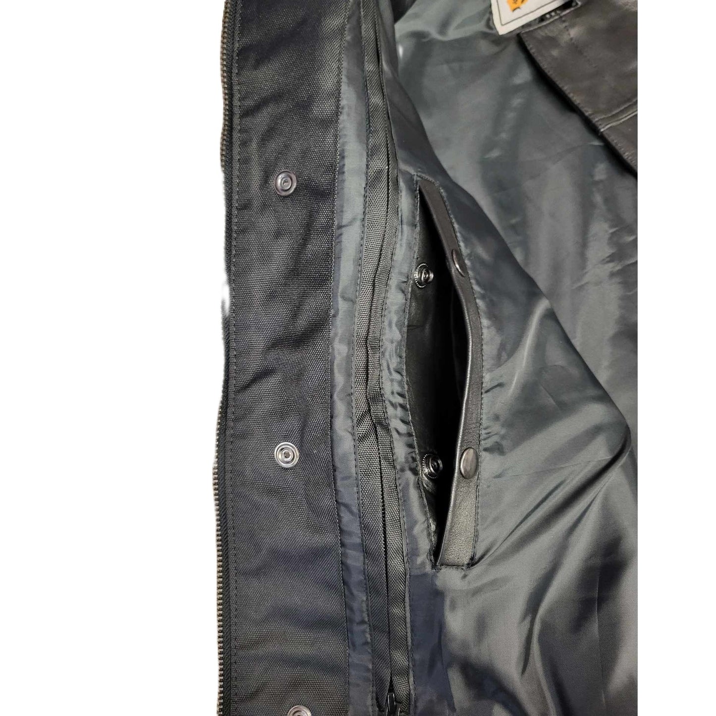 Kick Stands Up Biker Shop Men's Leather Motorcycle Club Vest-inside right pocket