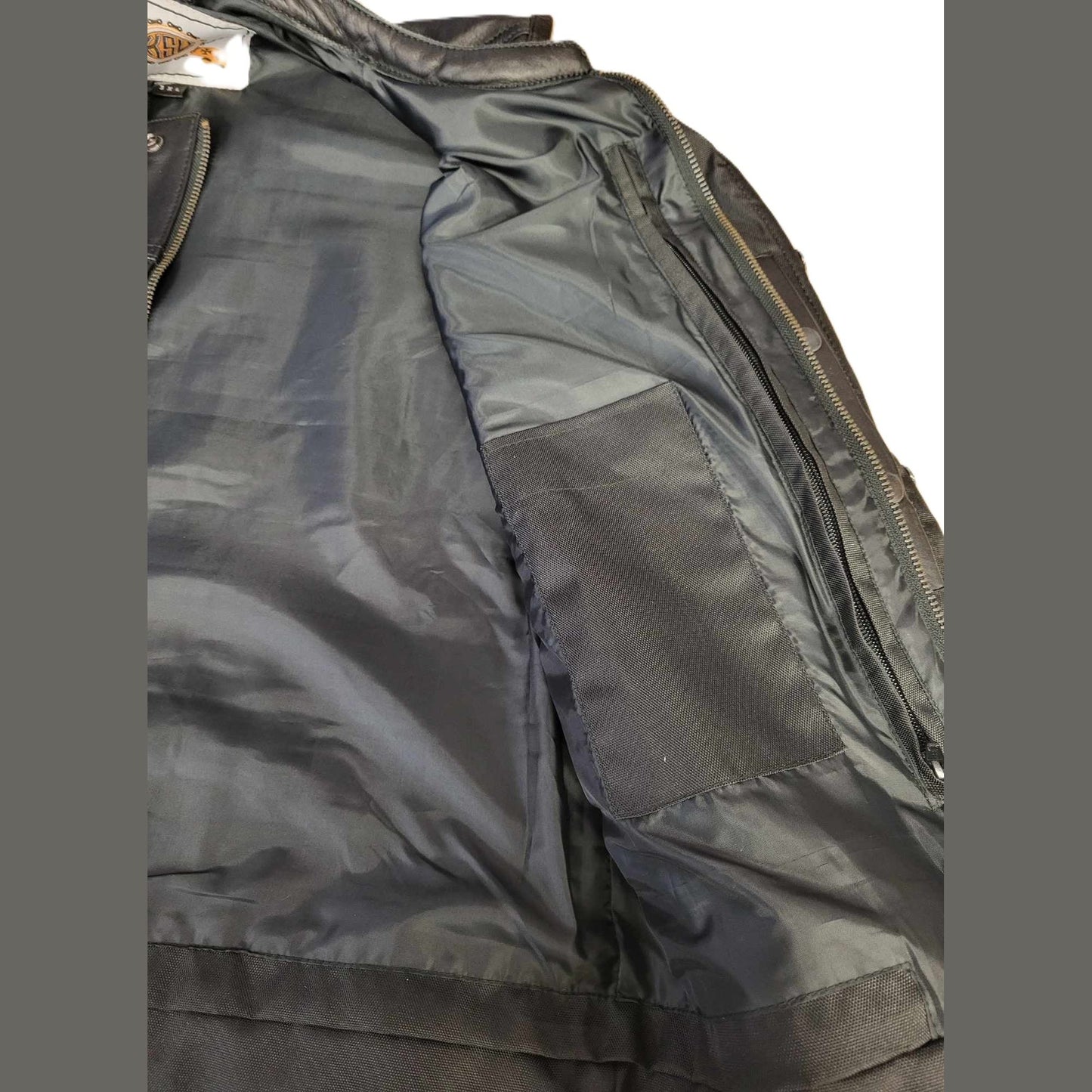 Kick Stands Up Biker Shop Men's Leather Motorcycle Club Vest-inside left pocket